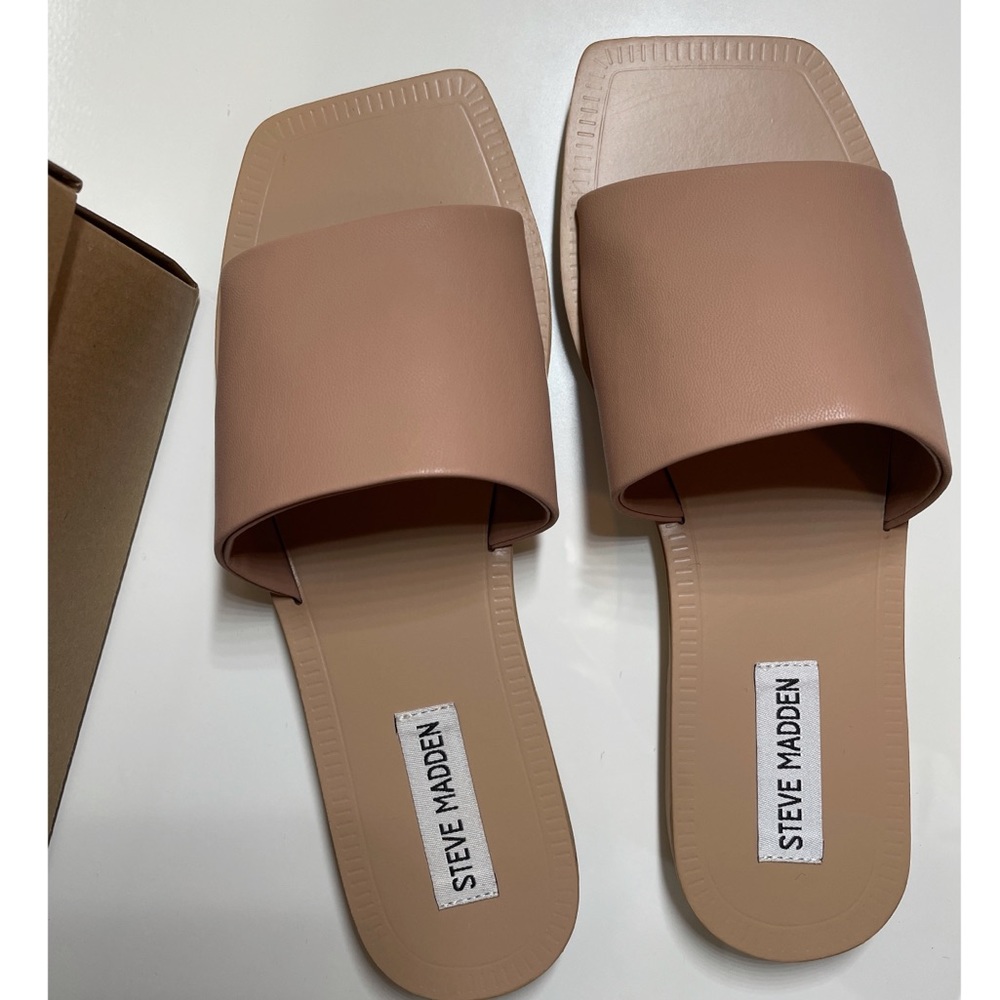 Steve Madden Nixi Tan Slides (Brand New) size 7